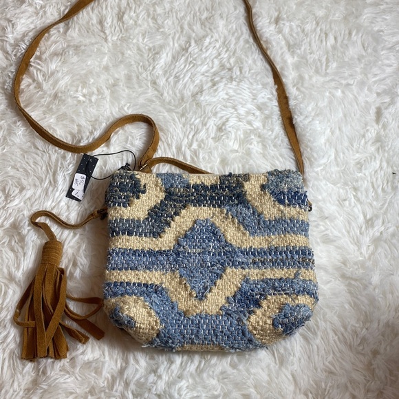 crosstree lane Bags Crosstree Laneupcycled Denim Tote Bag With Leather Tassel Purse